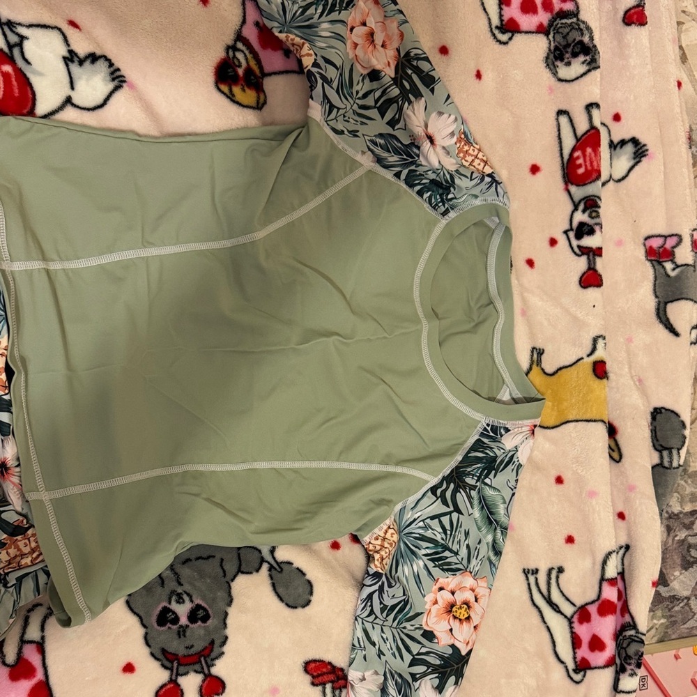 SHEIN Olive and Floral Long Sleeve Swim Bodysuit - Picture 5 of 7